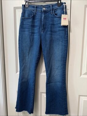 MOTHER Lil Hustler Flood Fray, subtly flared denim jean.